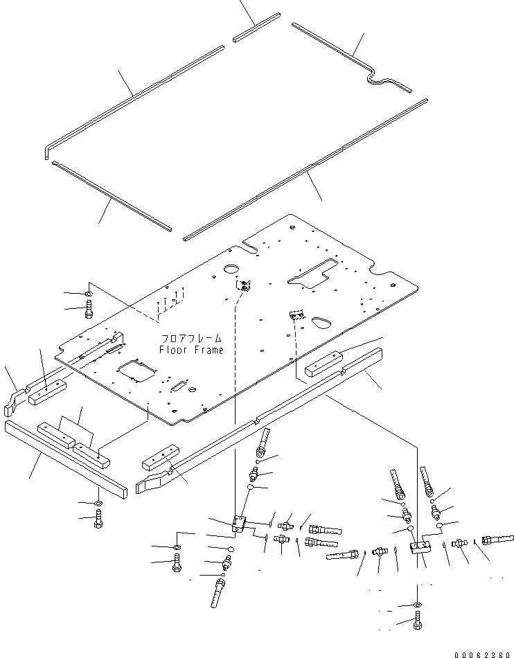 Komatsu parts book diagram for PC200LC-8E0 S/N 1001-UP: OPERATOR'S CAB (FLOOR) (P¤ T BLOCK AND SEAL)