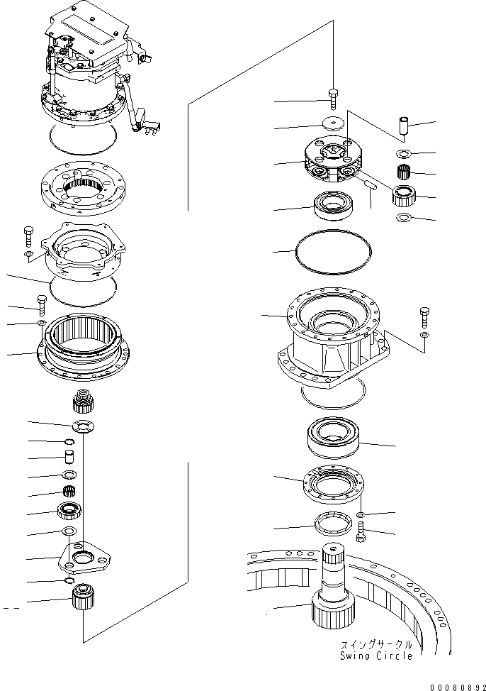 Komatsu parts book diagram for PC200LC-8E0 S/N 1001-UP: SWING MACHINERY (MACHINERY) (1/2)