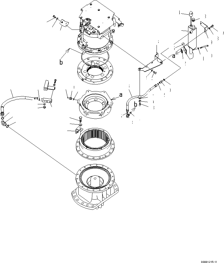 Komatsu parts book diagram for PC200LC-8E0 S/N 1001-UP: SWING MACHINERY (GAUGE AND DRAIN PIPING)