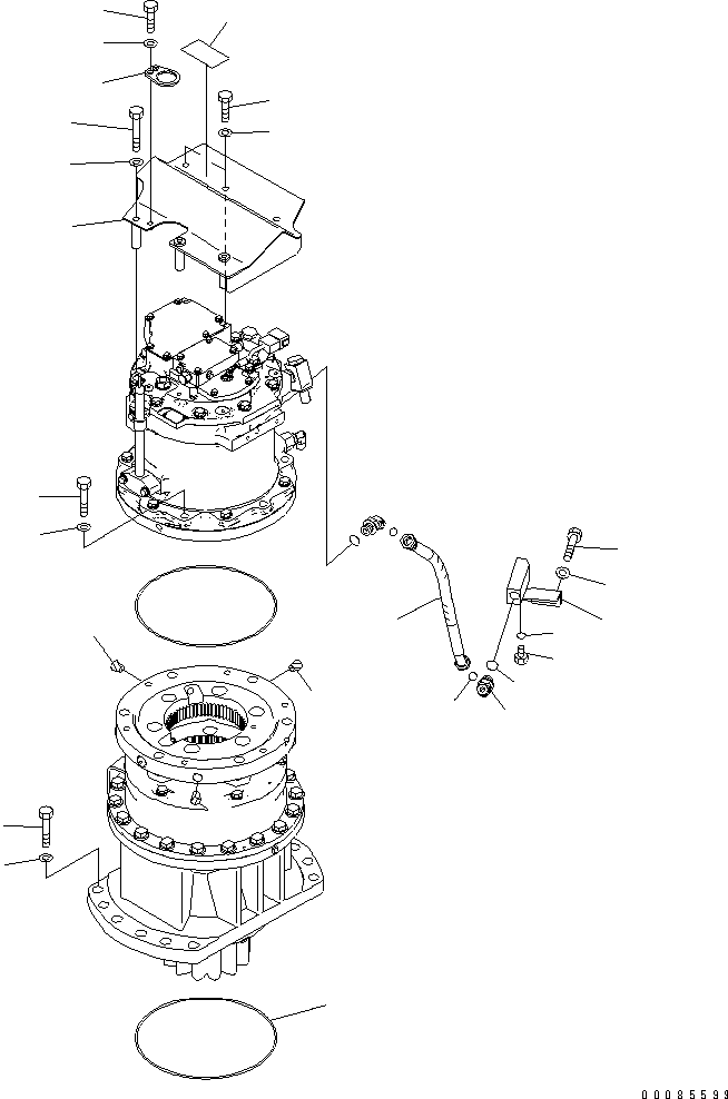 Komatsu parts book diagram for PC200LC-8E0 S/N 1001-UP: SWING MACHINERY (MOTOR DRAIN)