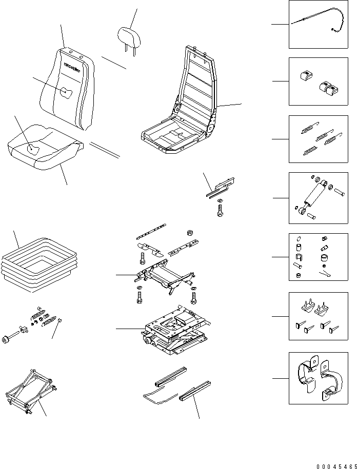 Komatsu parts book diagram for PC200LC-8E0 S/N 1001-UP: OPERATOR'S SEAT ASS'Y (HIGH BACK) (SUSPENSION)