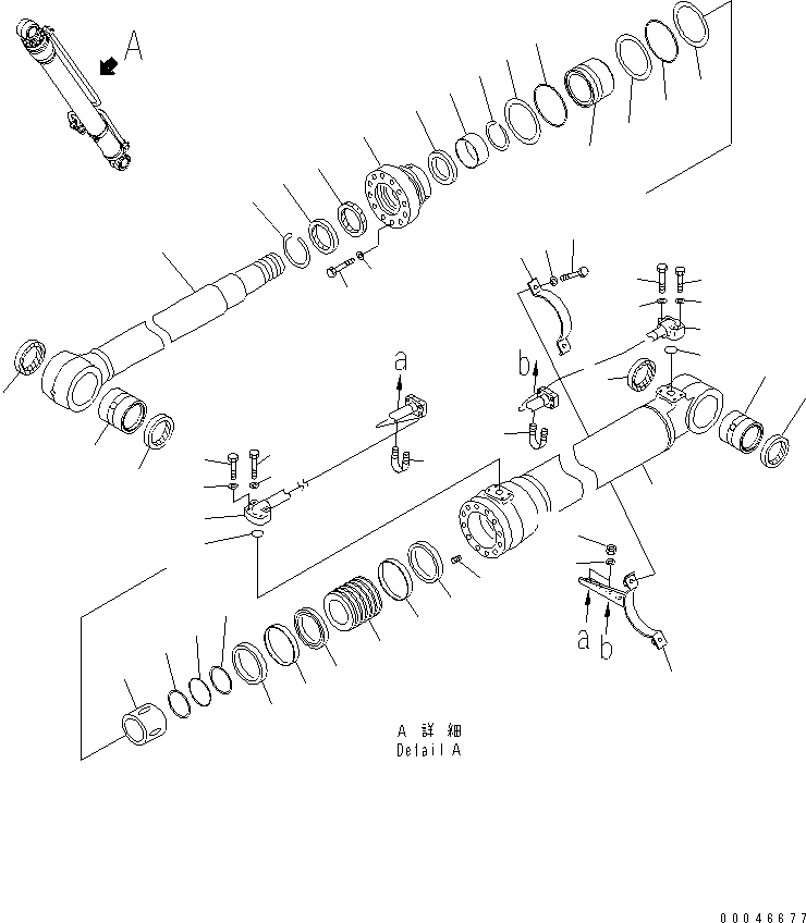 Komatsu parts book diagram for PC200LC-8E0 S/N 1001-UP: BOOM CYLINDER (L.H.) (500 HOURS LUBRICATING)