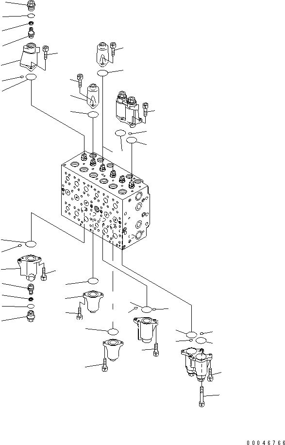 Komatsu parts book diagram for PC200LC-8E0 S/N 1001-UP: MAIN VALVE (4/17)