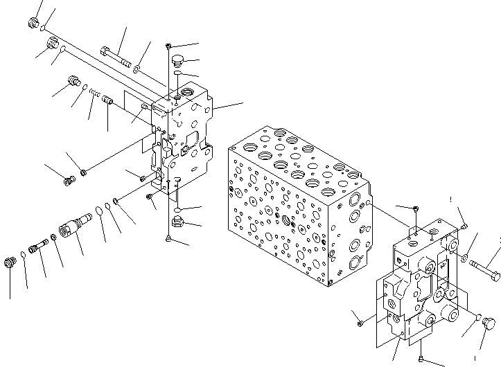 Komatsu parts book diagram for PC200LC-8E0 S/N 1001-UP: MAIN VALVE (7/17)
