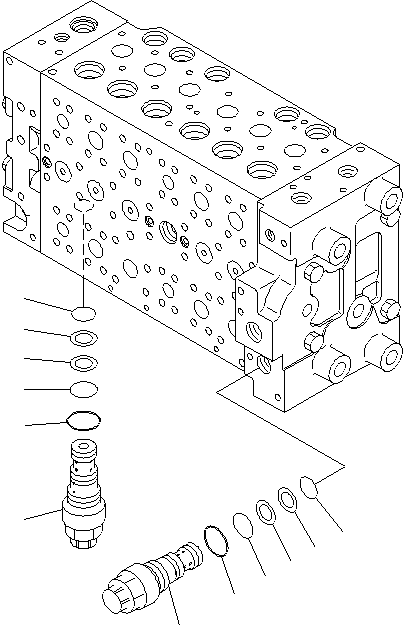 Komatsu parts book diagram for PC200LC-8E0 S/N 1001-UP: MAIN VALVE (8/17)