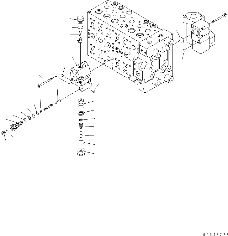 Komatsu parts book diagram for PC200LC-8E0 S/N 1001-UP: MAIN VALVE (16/17)