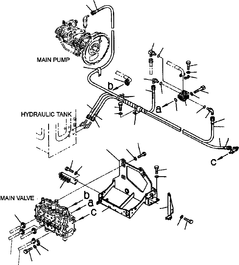 Excavators Komatsu / PC200LL-6 S/N A85001-UP(PC200LL6) / FIG. H0120-02A0 MAIN VALVE - BRACKET(H-012 : H0120-02A0)