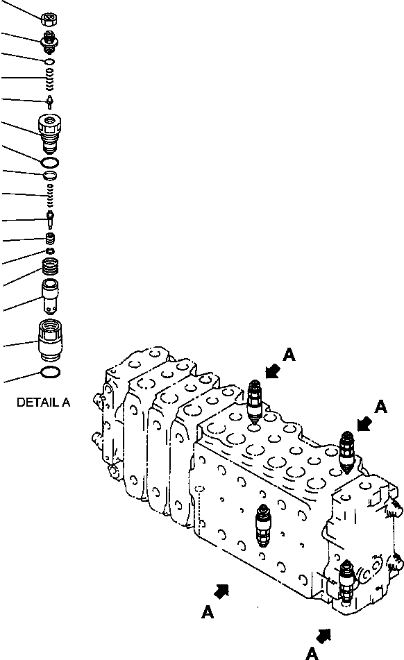 Excavators Komatsu / PC200LL-6 S/N A85001-UP(PC200LL6) / FIG. H0120-53A2 MAIN VALVE - SUCTION AND SAFETY VALVE ASSEMBLY(H-034 : H0120-53A2)