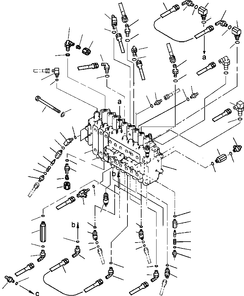 Excavators Komatsu / PC200LL-6 S/N A85001-UP(PC200LL6) / FIG. H0122-02A0 MAIN VALVE - 9-SPOOL(H-042 : H0122-02A0)