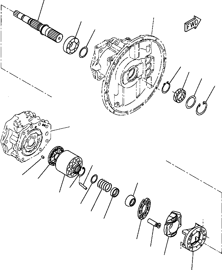 Excavators Komatsu / PC200LL-6 S/N A85001-UP(PC200LL6) / FIG. H0210-04A0 MAIN PUMP - FRONT PUMP ASSEMBLY(H-052 : H0210-04A0)