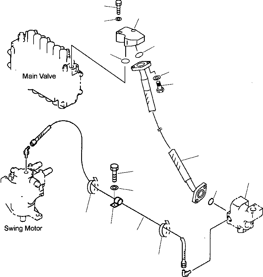 Excavators Komatsu / PC200LL-6 S/N A85001-UP(PC200LL6) / FIG. H0330-01A0 HYDRAULIC PIPING - RETURN LINE HOSE(H-078 : H0330-01A0)