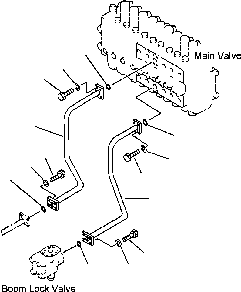 Excavators Komatsu / PC200LL-6 S/N A85001-UP(PC200LL6) / FIG. H1210-01A0 HYDRAULIC PIPING - BOOM LINE WITH DRIFT PREVENTIVE - VALVE TO FRAME(H-084 : H1210-01A0)