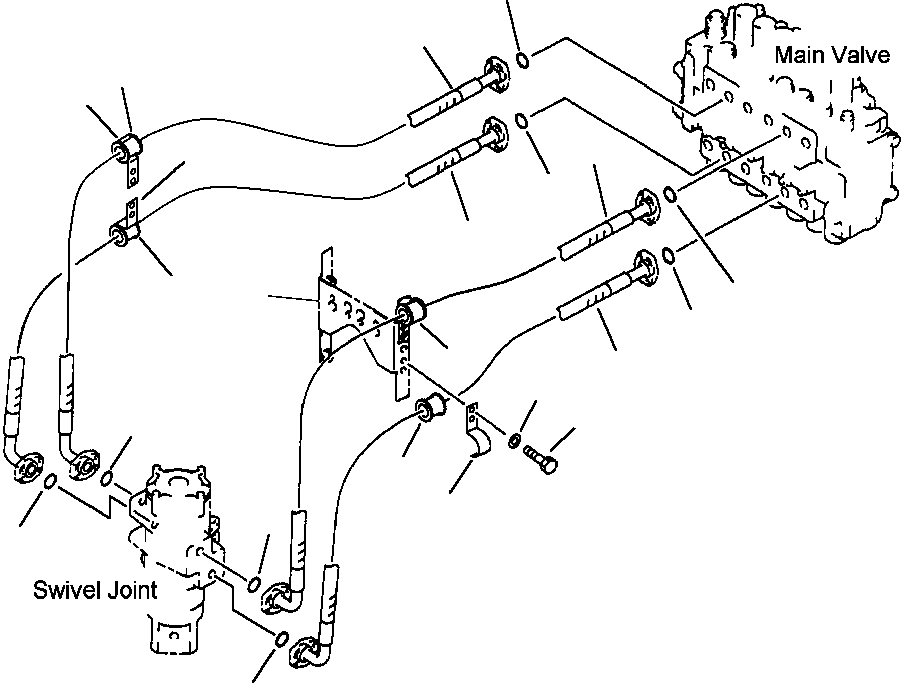 Excavators Komatsu / PC200LL-6 S/N A85001-UP(PC200LL6) / FIG. H1310-01A0 HYDRAULIC PIPING - TRAVEL LINES(H-104 : H1310-01A0)