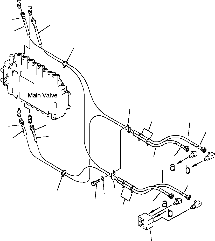 Excavators Komatsu / PC200LL-6 S/N A85001-UP(PC200LL6) / FIG. H1840-05A0 HYDRAULIC PIPING - 2 ACTUATOR PPC MAIN LINES(H-122 : H1840-05A0)