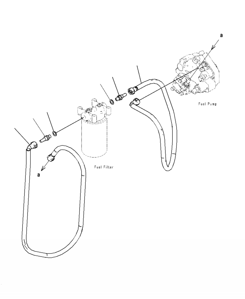 Excavators Komatsu / PC210LL-10 A52001 - UP(PC210LLE) / AFF20-001001 FUEL FILTER PIPING(A-108 : AFF20-001001)