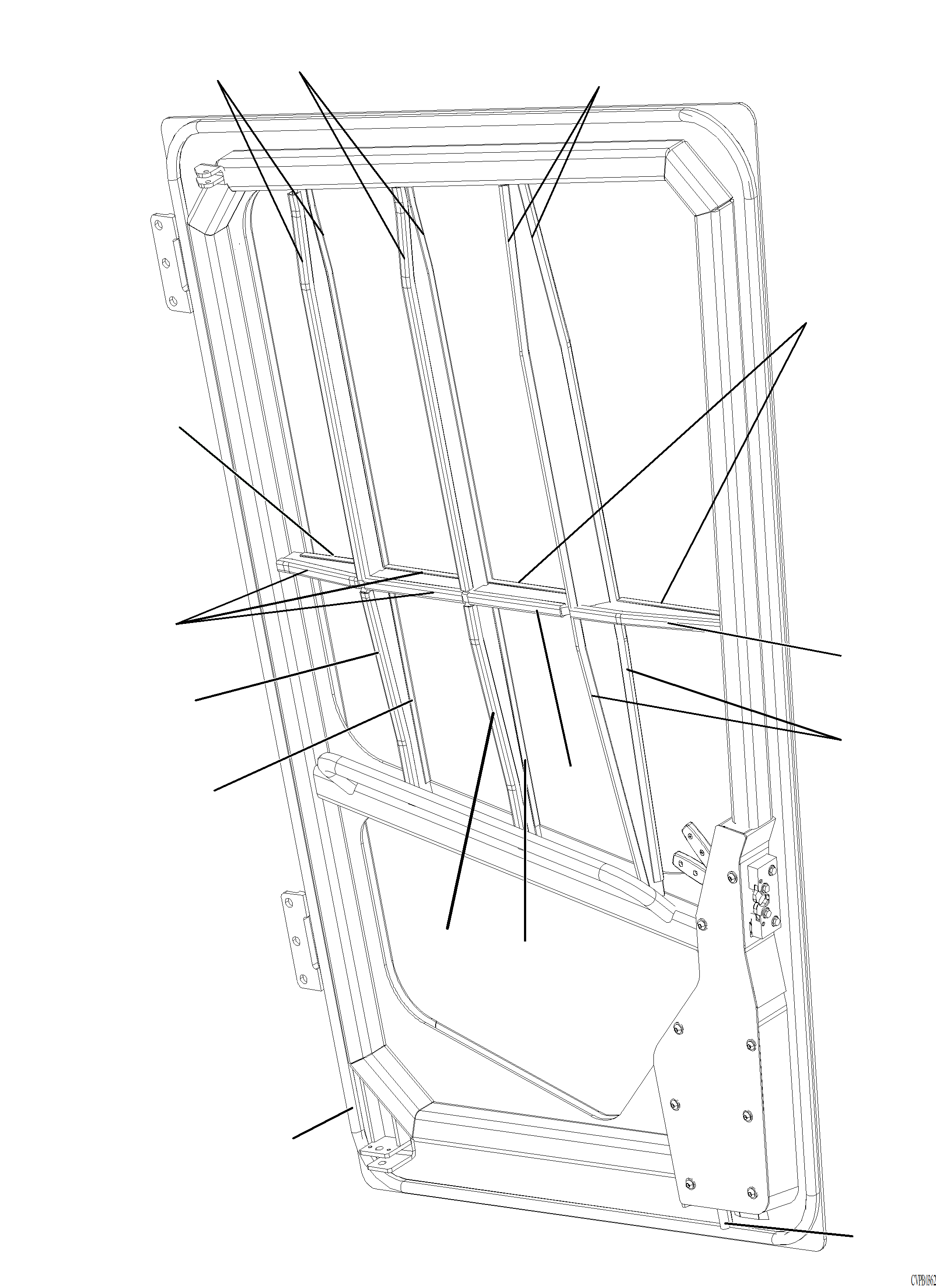 Excavators Komatsu / PC210LL-10 A52001 - UP(PC210LLE) / K1110-001010 CAB DOOR PARTS (3/7)(K-048 : K1110-001010)