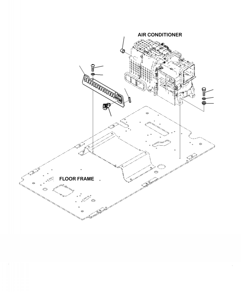 Excavators Komatsu / PC210LL-10 A52001 - UP(PC210LLE) / K1110-002004 AIR CONDITIONER MOUNTING AND SECONDARY ENGINE STOP(K-172 : K1110-002004)