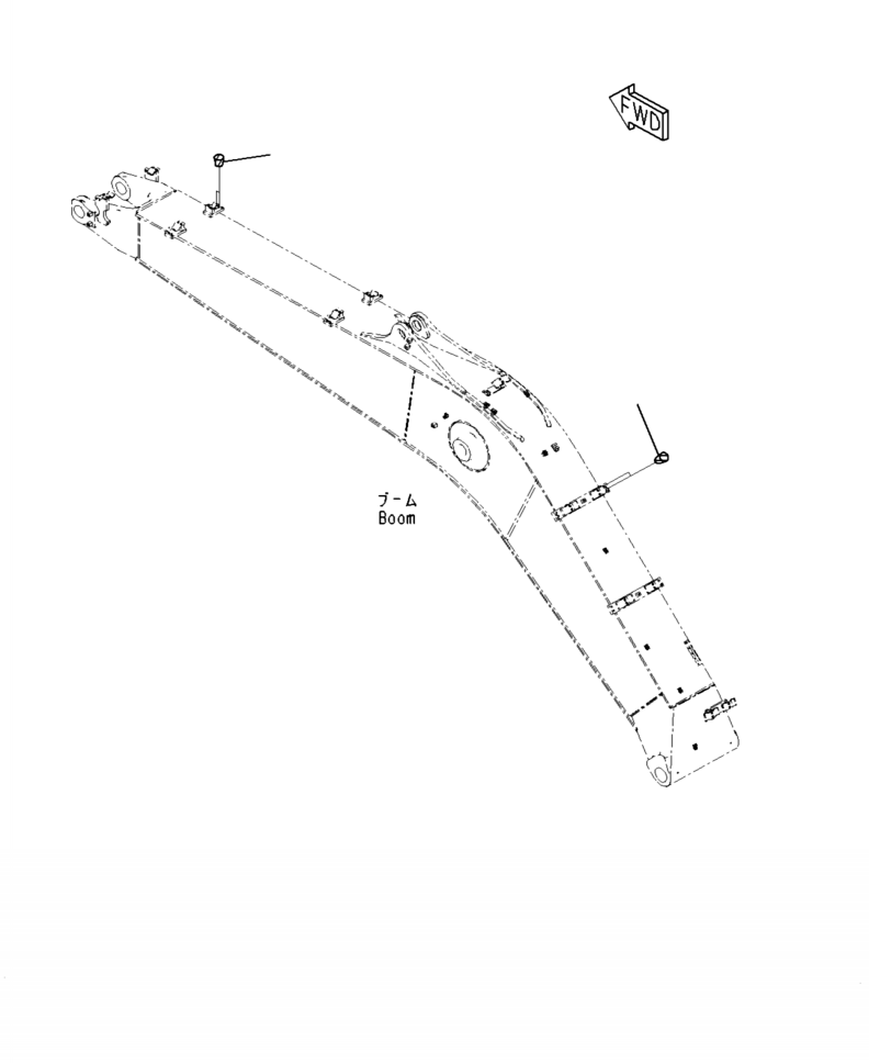 Excavators Komatsu / PC210LL-10 A52001 - UP(PC210LLE) / T1110-002007 BOOM 5700 MM STRENGTHENED TYPE, 1-ATTACHMENT, ATTACHMENT PLUG(T-020 : T1110-002007)
