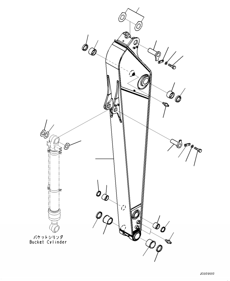 Excavators Komatsu / PC210LL-10 A52001 - UP(PC210LLE) / T1200-003001 ARM 2900 MM, REINFORCED TYPE (HD)(T-050 : T1200-003001)