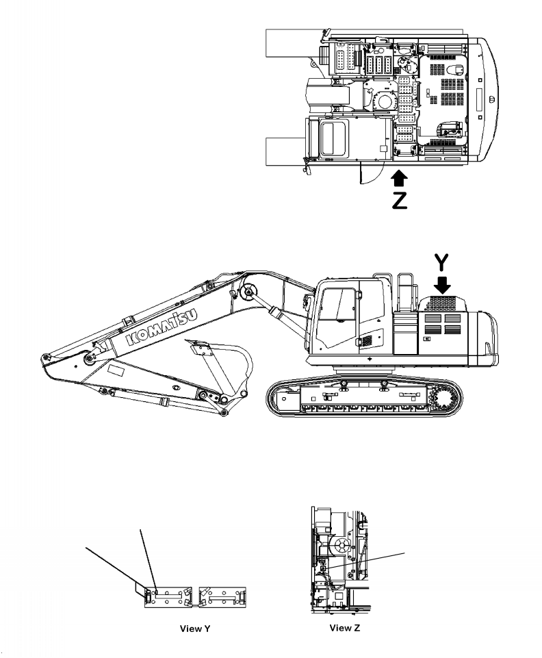 Excavators Komatsu / PC210LL-10 A52001 - UP(PC210LLE) / U0201-001001 CAUTION PLATES BATTERY, ENGLISH, USA AND PUERTO RICO(U-010 : U0201-001001)