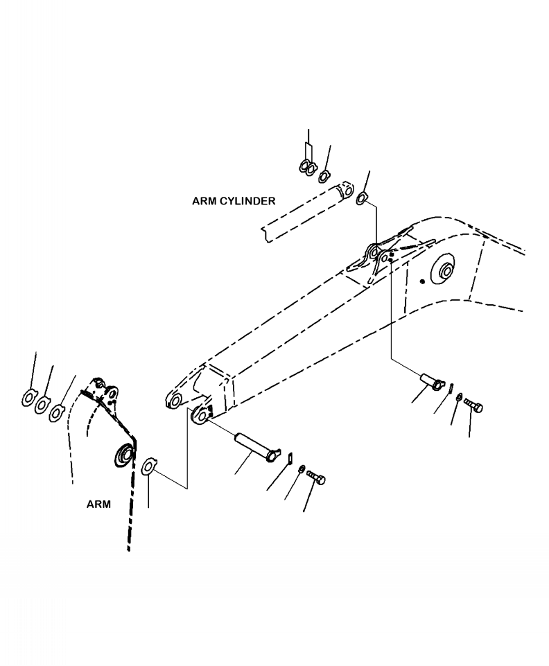 Excavators Komatsu / PC220LC-8 S/N A88001-UP(PC220LCE) / T1110-03A0 BOOM TOP PIN AND ARM PIN(T-005 : T1110-03A0)
