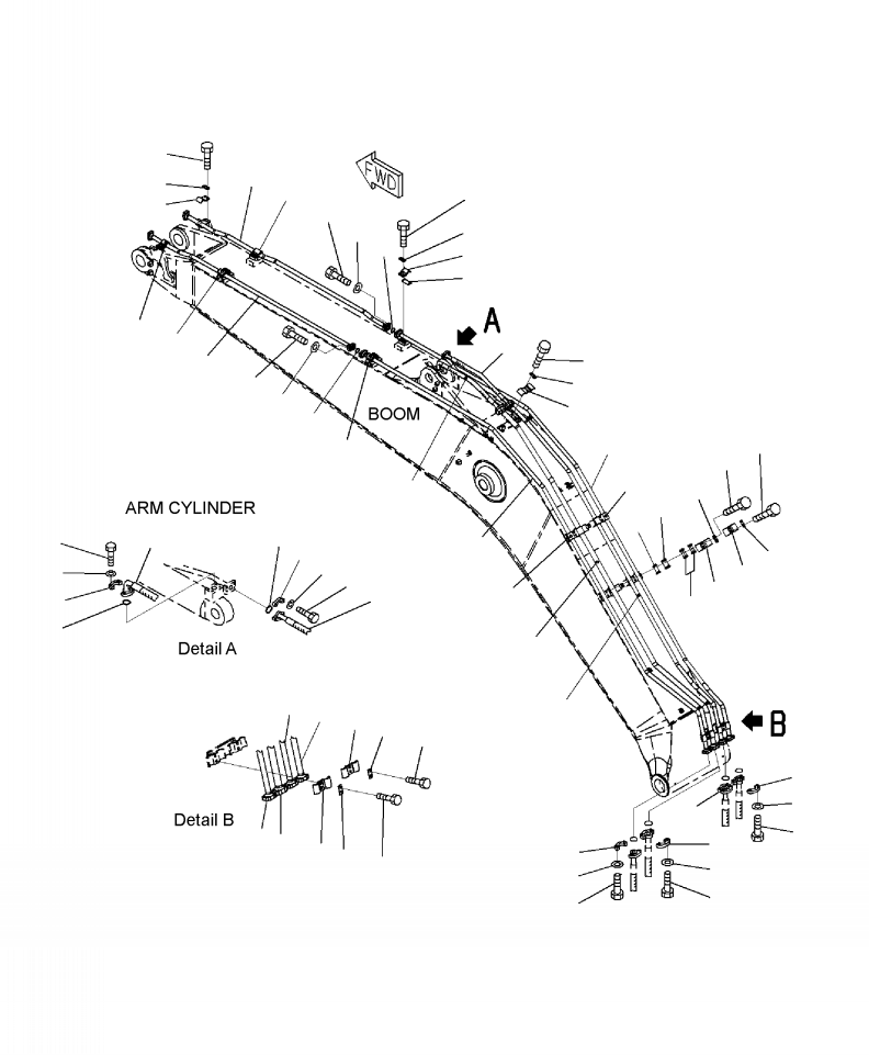 Excavators Komatsu / PC220LC-8 S/N A88001-UP(PC220LCE) / T1110-04A0 BOOM ARM AND BUCKET CYLINDER LINE(T-007 : T1110-04A0)