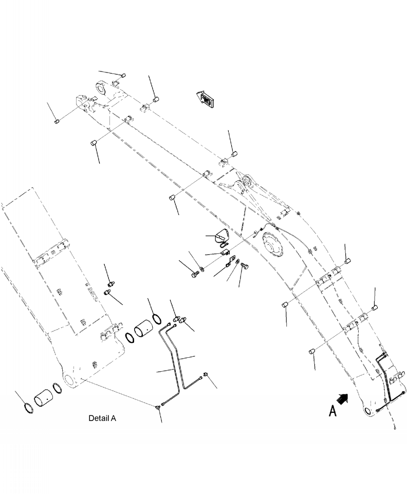 Excavators Komatsu / PC220LC-8 S/N A88001-UP(PC220LCE) / T1110-06A0 BOOM WORKING LAMP AND BOOM FOOT LUBRICATION(T-013 : T1110-06A0)
