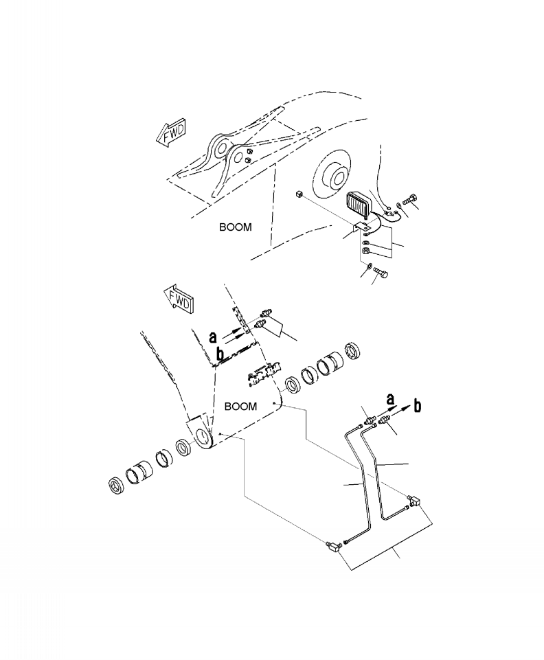 Excavators Komatsu / PC220LC-8 S/N A88001-UP(PC220LCE) / T1110-08A0 BOOM HEAVY DUTY WITH WORKING LAMP AND BOOM FOOT LUBRICATION(T-017 : T1110-08A0)