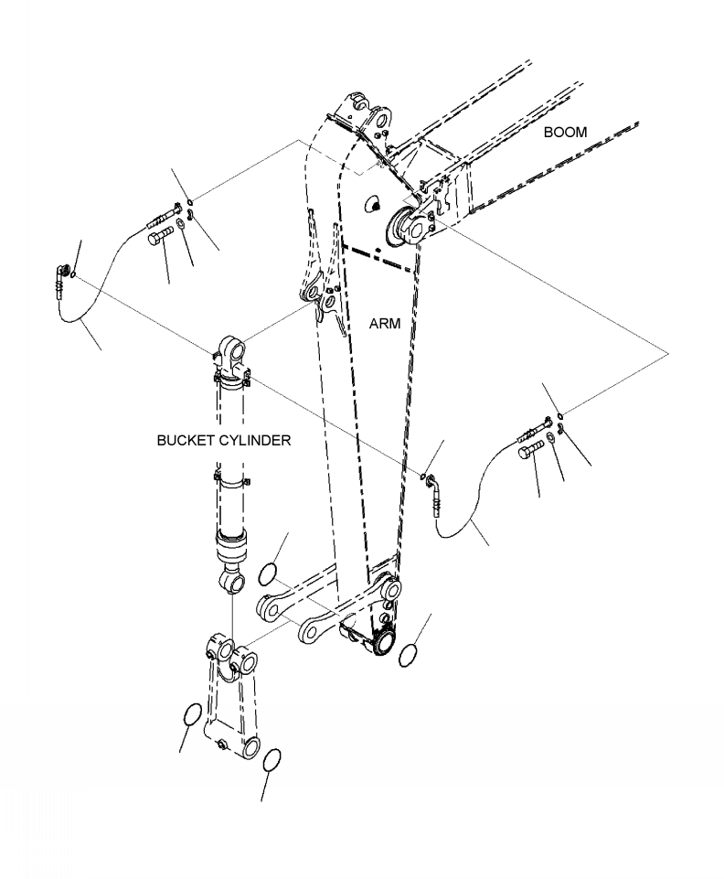 Excavators Komatsu / PC220LC-8 S/N A88001-UP(PC220LCE) / T1200-03A0 ARM BUCKET CYLINDER HOSE AND O-RING(T-055 : T1200-03A0)