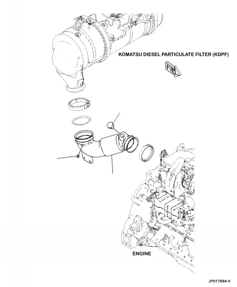 Komatsu parts book diagram for PC240LL-10 SN A20601-UP: A1670-001001 EXHAUST PIPE