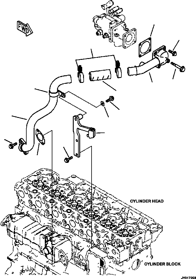 Komatsu parts book diagram for PC240LL-10 SN A20601-UP: AER20-001001 EXHAUST GAS RECIRCULATION (EGR) COOLER AIR PIPING