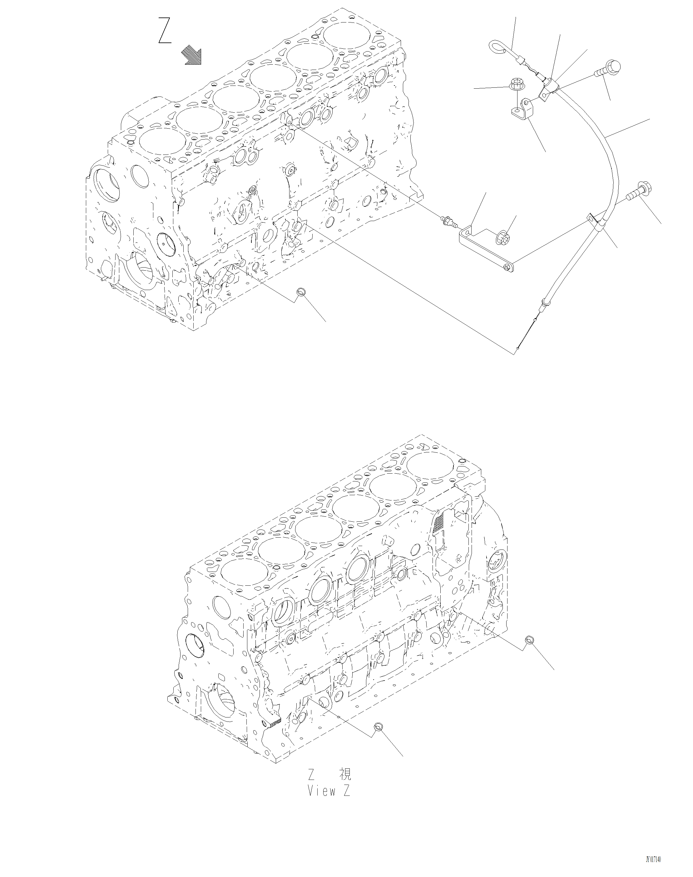 Komatsu parts book diagram for PC240LL-10 SN A20601-UP: ALG00-001001 ENGINE OIL LEVEL GAUGE