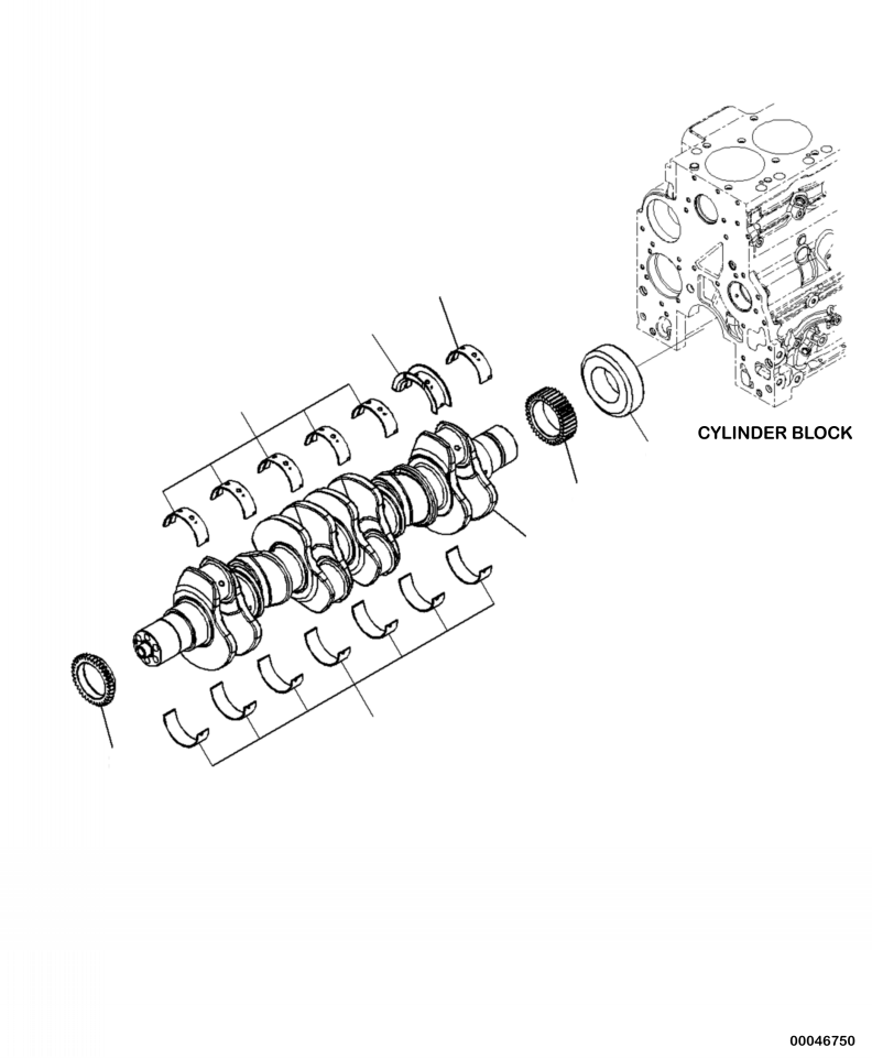 Komatsu parts book diagram for PC240LL-10 SN A20601-UP: A2319-001001 CRANKSHAFT