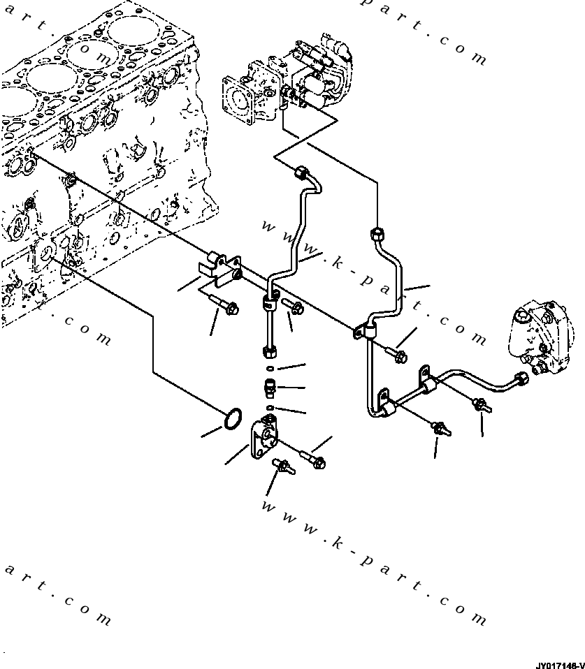 Komatsu parts book diagram for PC240LL-10 SN A20601-UP: AHD20-001001 EXHAUST GAS RECIRCULATION (EGR) / VGT PUMP SUPPLY PUMP PIPING