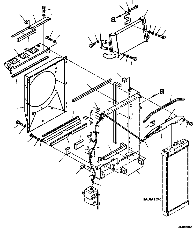 Komatsu parts book diagram for PC240LL-10 SN A20601-UP: C0100-001003 AFTERCOOLER