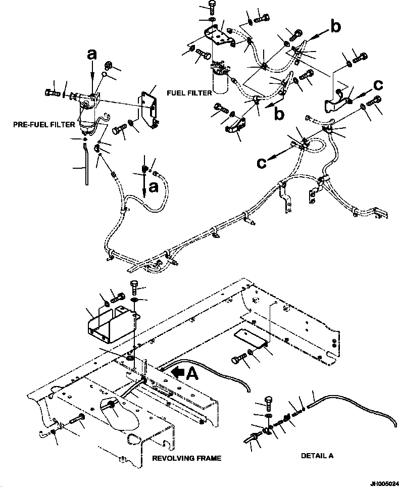 Excavators Komatsu / PC240LL-10 SN A20601-UP(PC240LLE) / D0200-001003 FUEL SUPPLY PIPING REMOTE DRAIN AND FUEL FILTER MOUNTING(D-008 : D0200-001003)