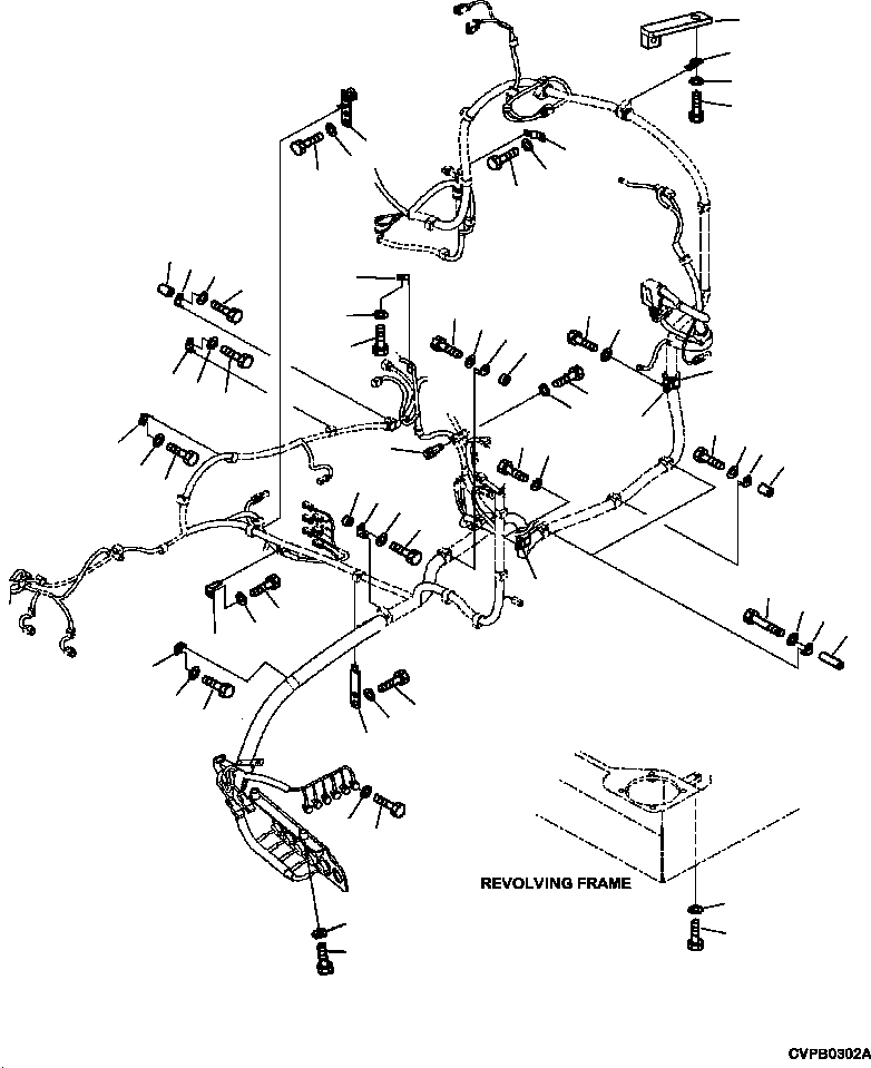 Excavators Komatsu / PC240LL-10 SN A20601-UP(PC240LLE) / E0200-001003 MAIN WIRING HARNESS CLIPS AND MOUNTING (1/3)(E-014 : E0200-001003)