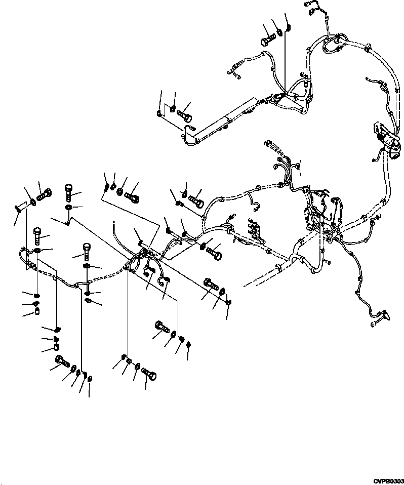 Excavators Komatsu / PC240LL-10 SN A20601-UP(PC240LLE) / E0200-001004 MAIN WIRING HARNESS CLIPS AND MOUNTING (2/3)(E-018 : E0200-001004)