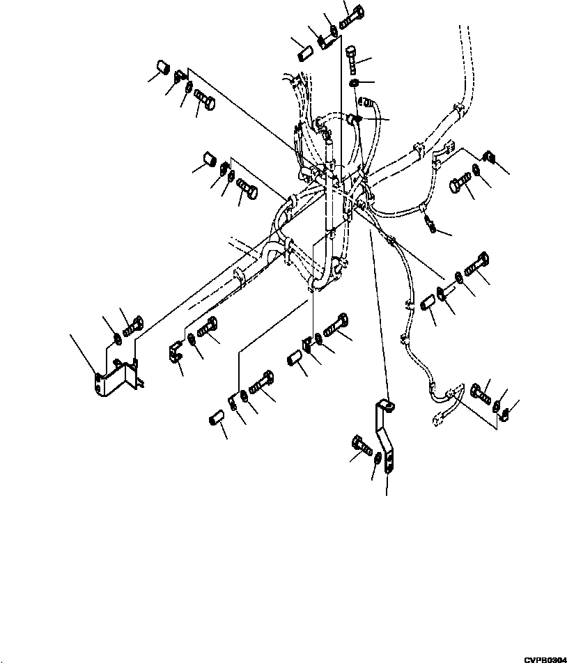 Komatsu parts book diagram for PC240LL-10 SN A20601-UP: E0200-001005 MAIN WIRING HARNESS CLIPS AND MOUNTING (3/3)