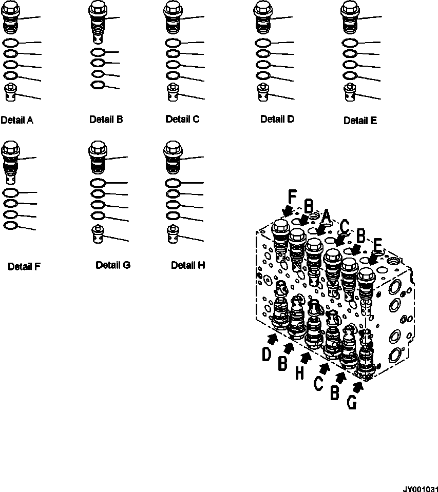 Komatsu parts book diagram for PC240LL-10 SN A20601-UP: H0120-002006 MAIN CONTROL VALVE WITH 1-ADDITIONAL ACTUATOR (6/20)