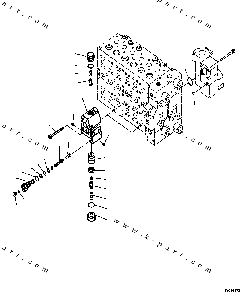 Komatsu parts book diagram for PC240LL-10 SN A20601-UP: H0120-002016 MAIN CONTROL VALVE WITH 1-ADDITIONAL ACTUATOR (16/20)