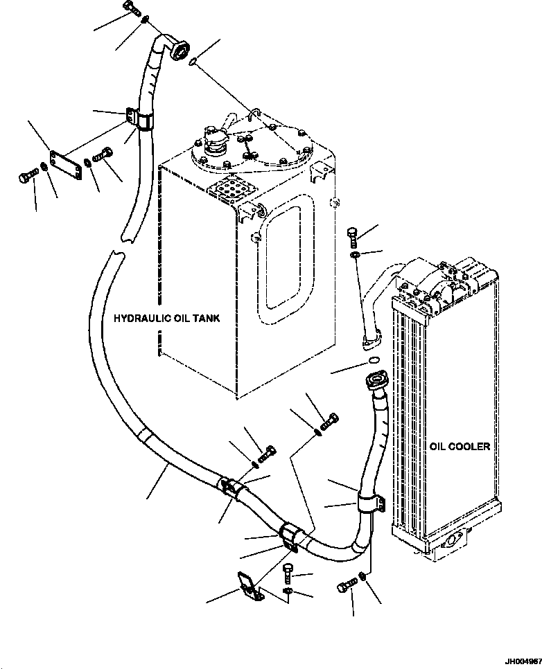 Komatsu parts book diagram for PC240LL-10 SN A20601-UP: H0320-001001 HYDRAULIC PIPING OIL COOLER SUPPLY LINE