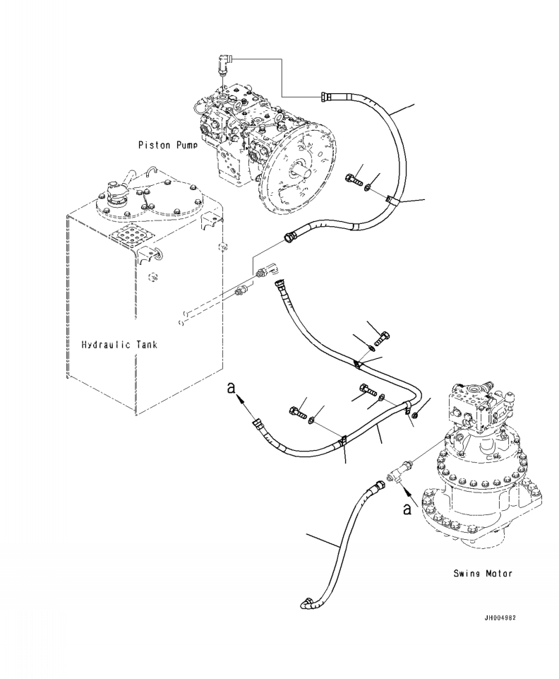 Excavators Komatsu / PC240LL-10 SN A20601-UP(PC240LLE) / H0340-001001 HYDRAULIC PIPING DRAIN LINES(H-102 : H0340-001001)