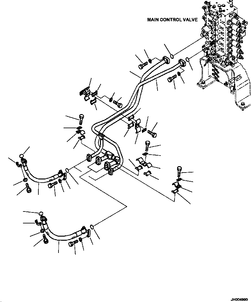 Komatsu parts book diagram for PC240LL-10 SN A20601-UP: H1210-001001 HYDRAULIC PIPING BOOM LINES - BUCKET