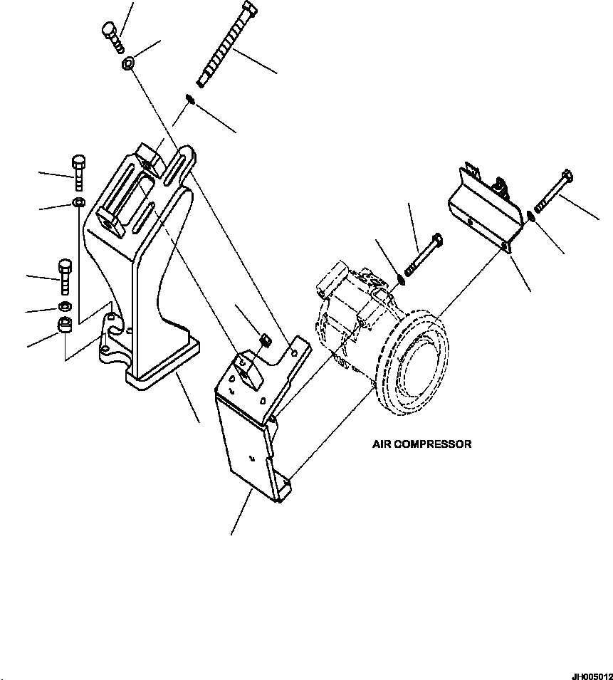 Komatsu parts book diagram for PC240LL-10 SN A20601-UP: K0700-001002 CAB AIR CONDITIONER COMPRESSOR MOUNT