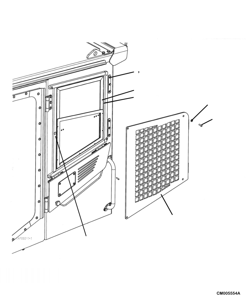 Komatsu parts book diagram for PC240LL-10 SN A20601-UP: K1110-001007 CAB SASH GUARD