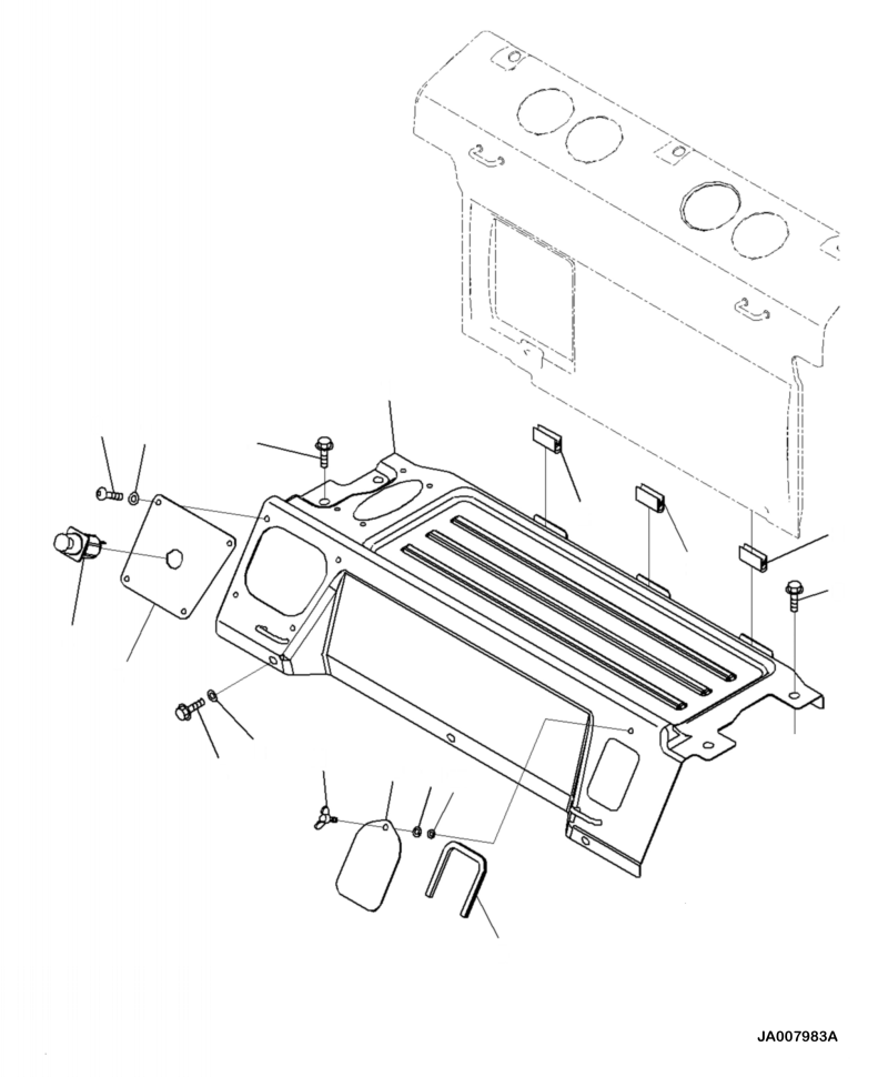 Komatsu parts book diagram for PC240LL-10 SN A20601-UP: K1110-001034 CAB LUGGAGE PLATE AND CIGARETTE LIGHTER