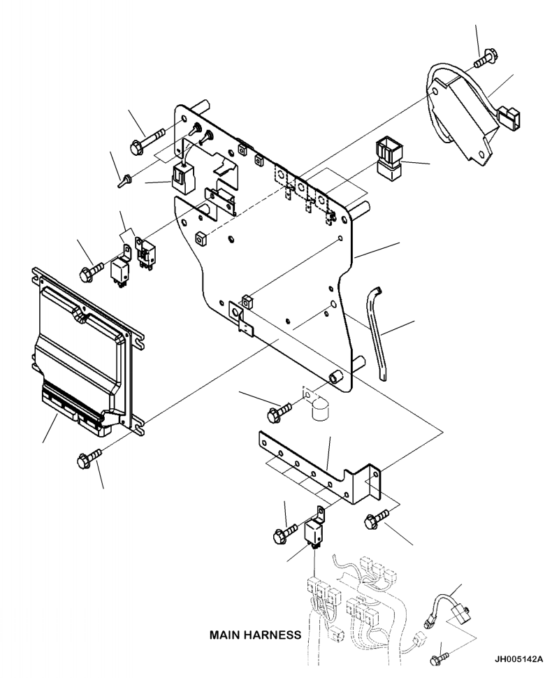 Komatsu parts book diagram for PC240LL-10 SN A20601-UP: K1110-001038 CAB PUMP CONTROLLER AND MOUNTING