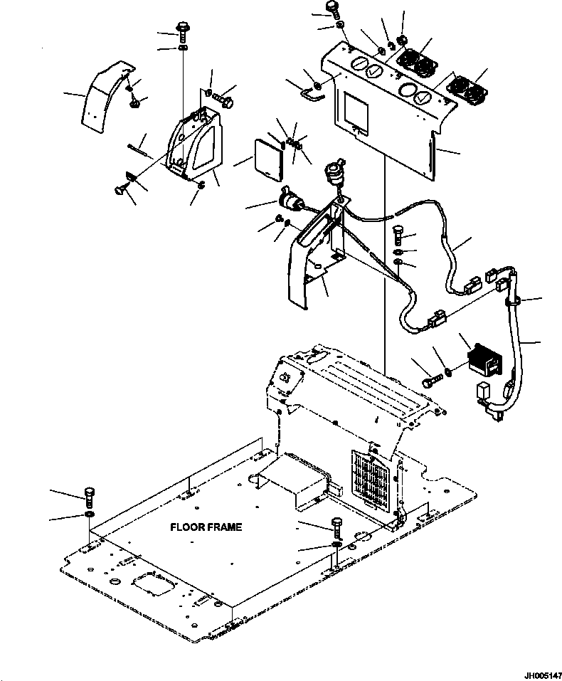 Komatsu parts book diagram for PC240LL-10 SN A20601-UP: K1110-001041 CAB REAR COVER