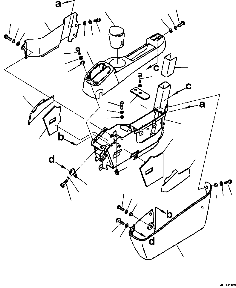 Komatsu parts book diagram for PC240LL-10 SN A20601-UP: K1110-001061 CAB L.H. CONSOLE